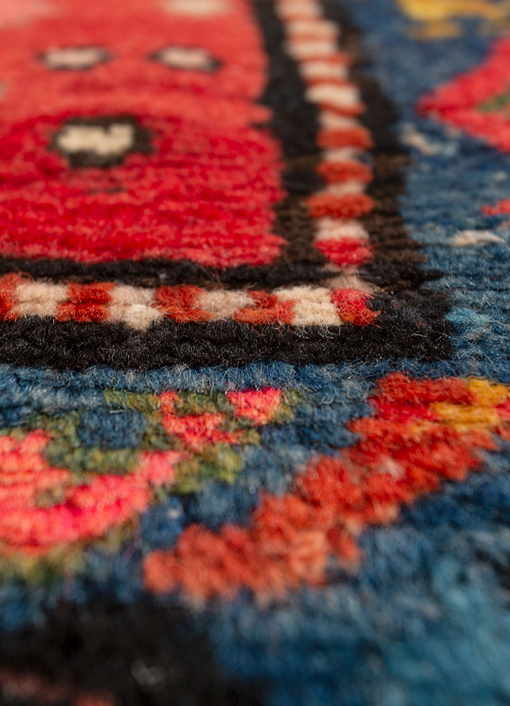 aalam pink and purple wool hand knotted Rug - CloseUp