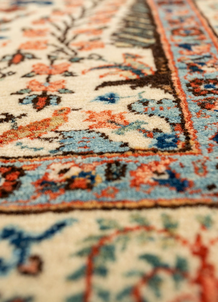 aalam ivory wool hand knotted Rug - CloseUp
