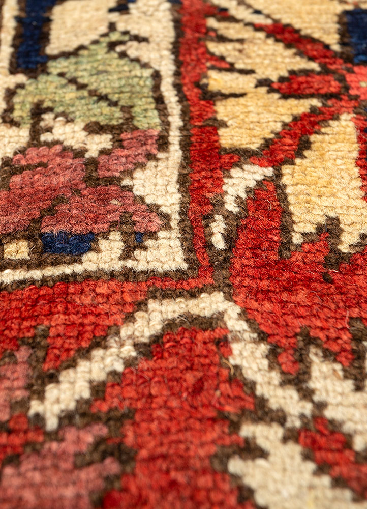 aalam blue wool hand knotted Rug - CloseUp
