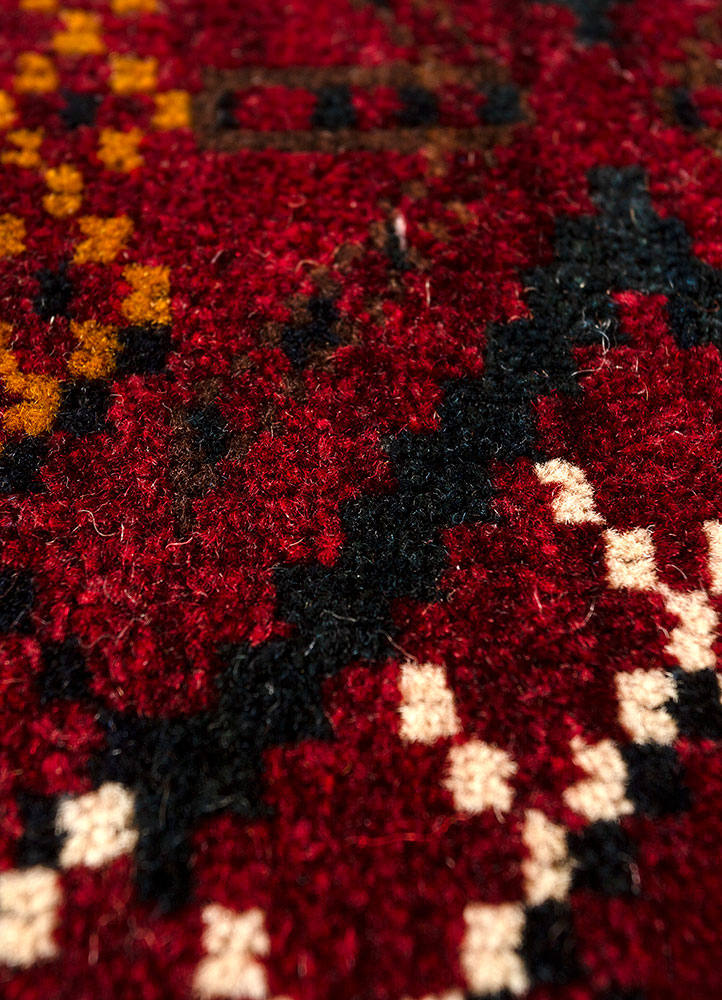 kiaan red and orange wool hand knotted Rug - CloseUp