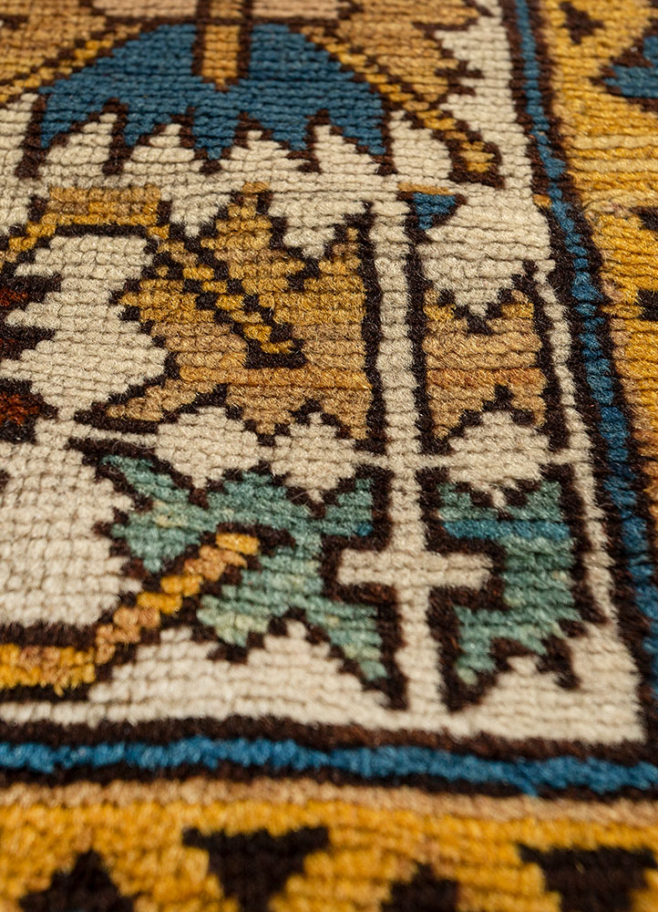 aalam blue wool hand knotted Rug - CloseUp