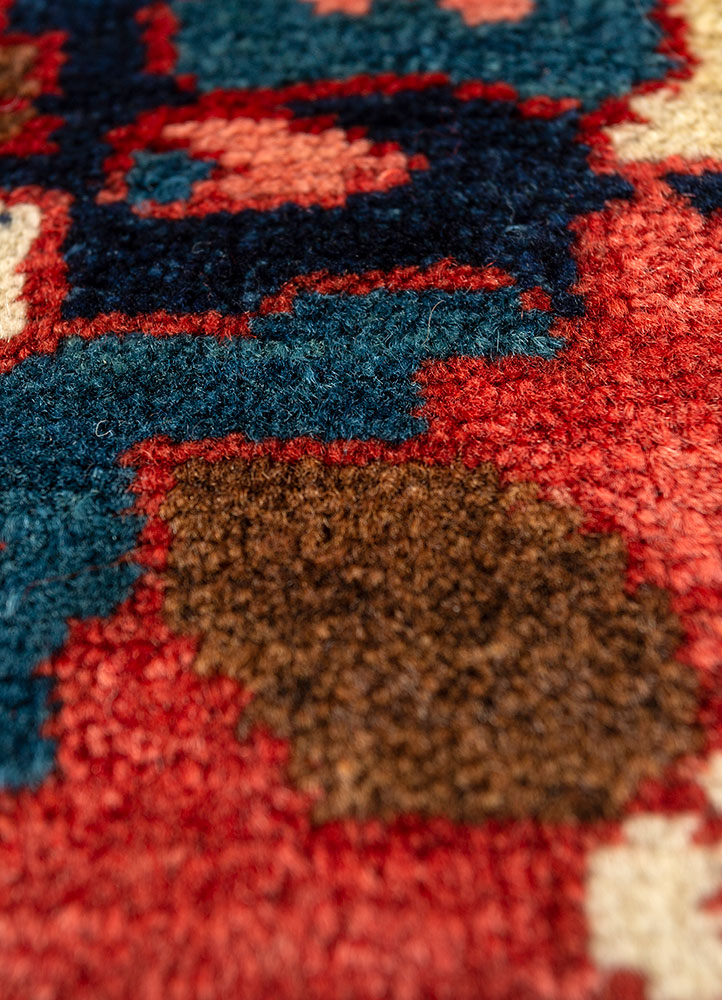 aalam blue wool hand knotted Rug - CloseUp