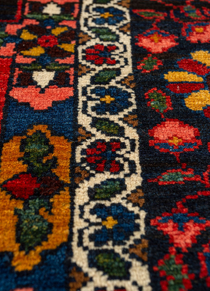aalam blue wool hand knotted Rug - CloseUp