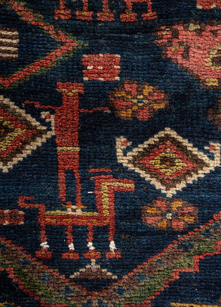 kiaan blue wool hand knotted Rug - CloseUp