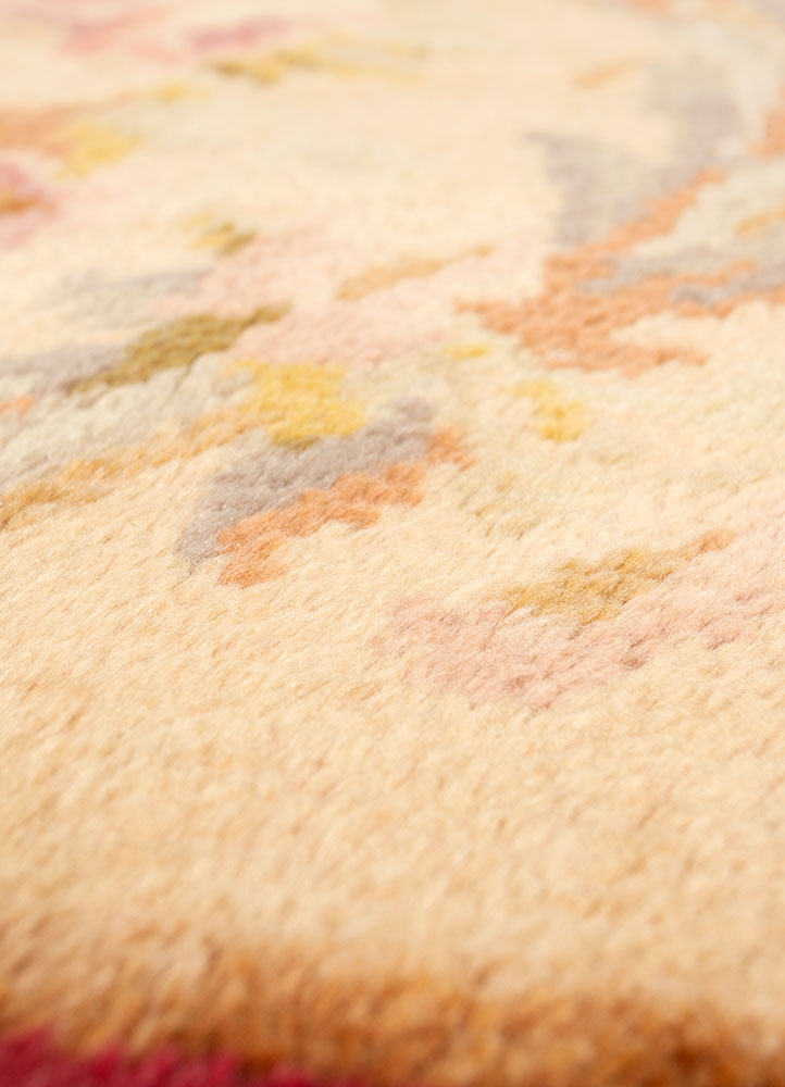 aalam red and orange wool hand knotted Rug - CloseUp