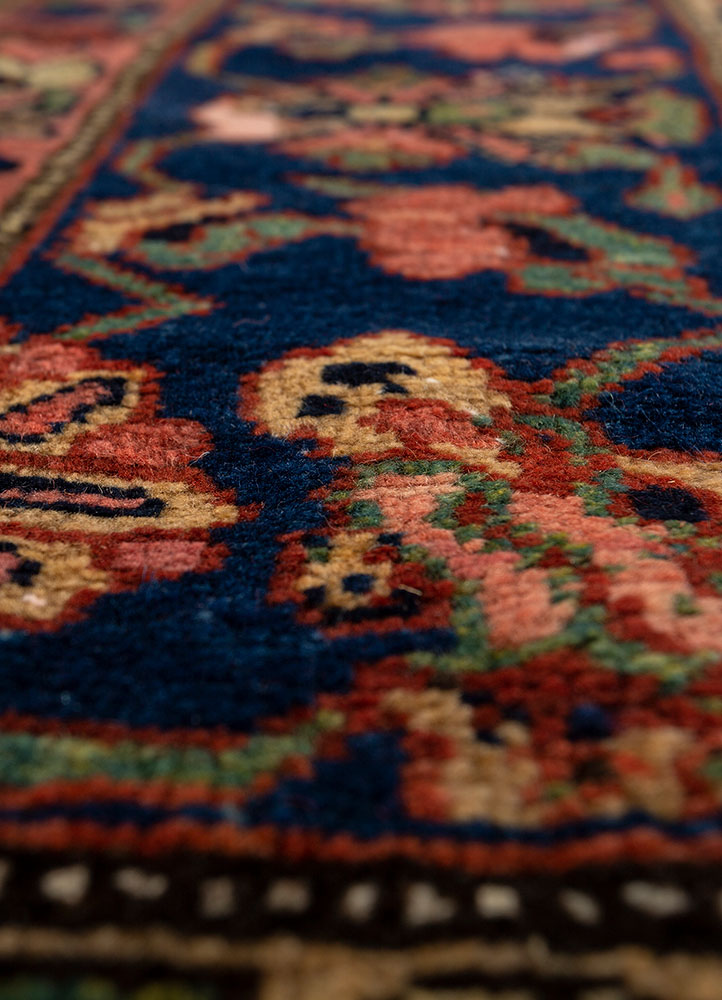 aalam blue wool hand knotted Rug - CloseUp