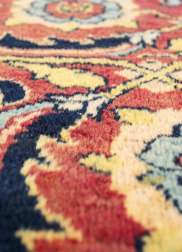 aalam blue wool hand knotted Rug - CloseUp