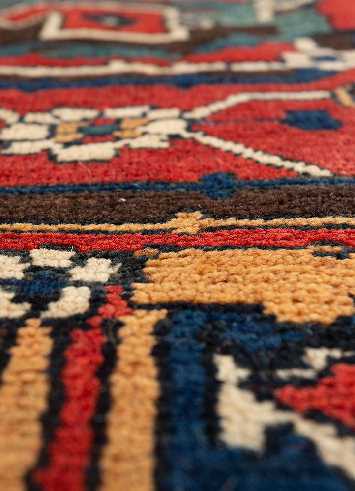 aalam blue wool hand knotted Rug - CloseUp