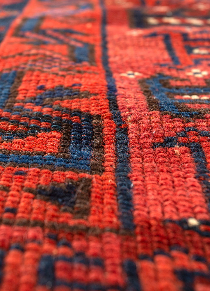 aalam blue wool hand knotted Rug - CloseUp