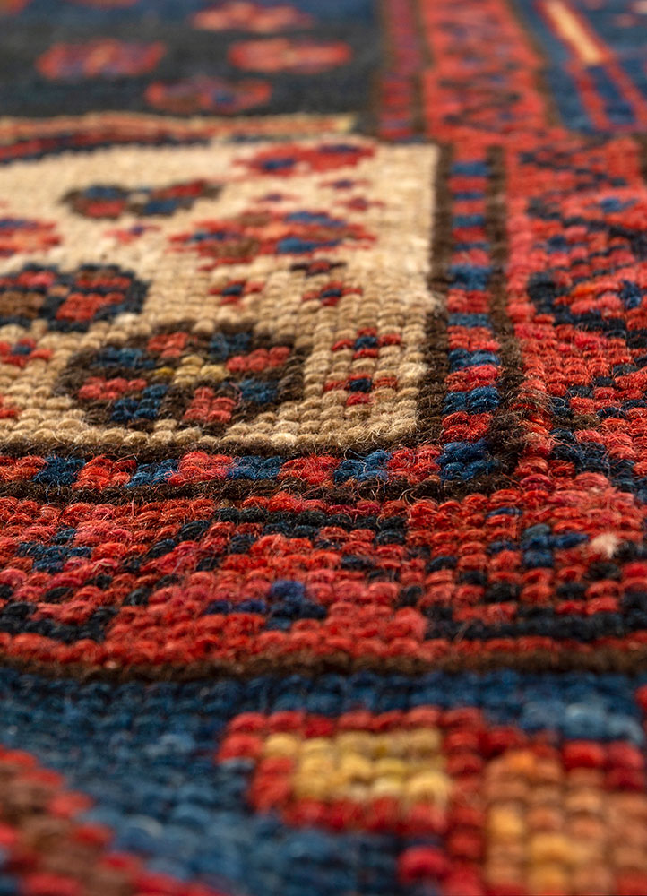 aalam red and orange wool hand knotted Rug - CloseUp