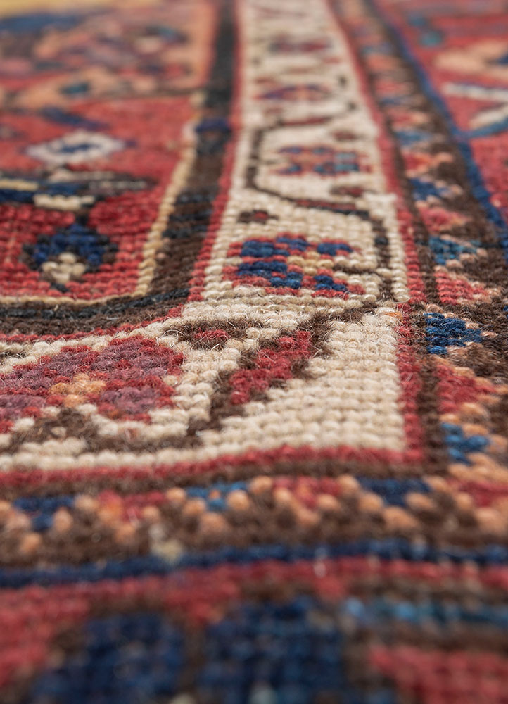 aalam blue wool hand knotted Rug - CloseUp
