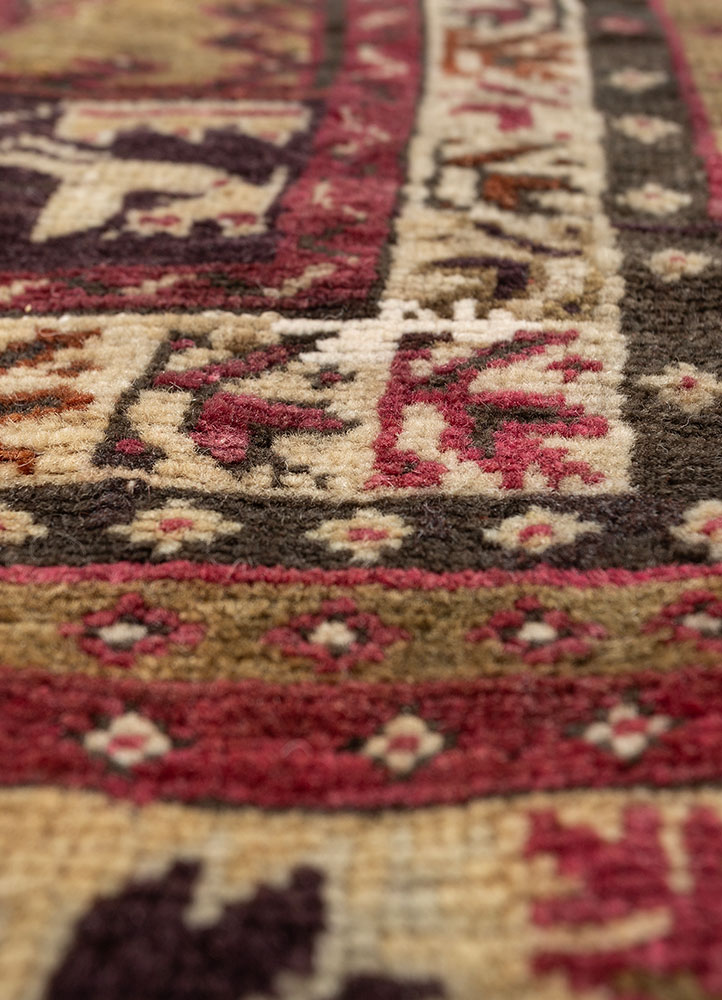aalam green wool hand knotted Rug - CloseUp