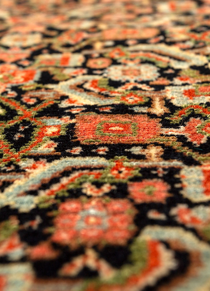 aalam grey and black wool hand knotted Rug - CloseUp
