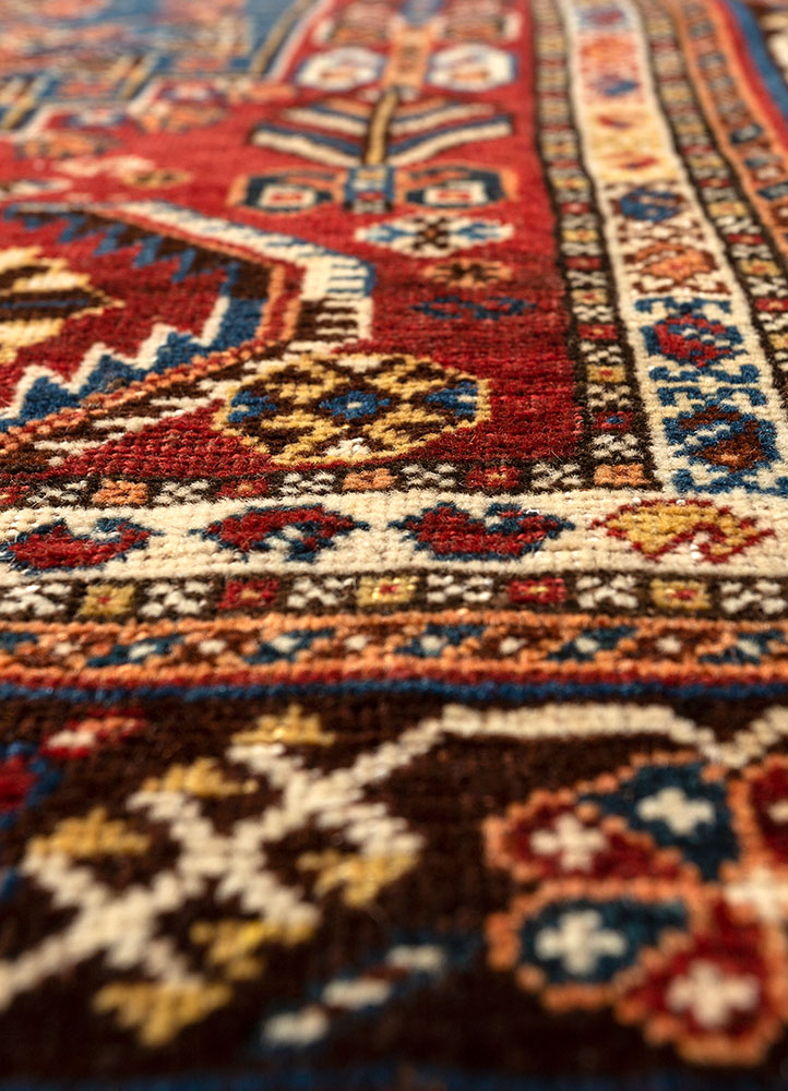 kiaan blue wool hand knotted Rug - CloseUp
