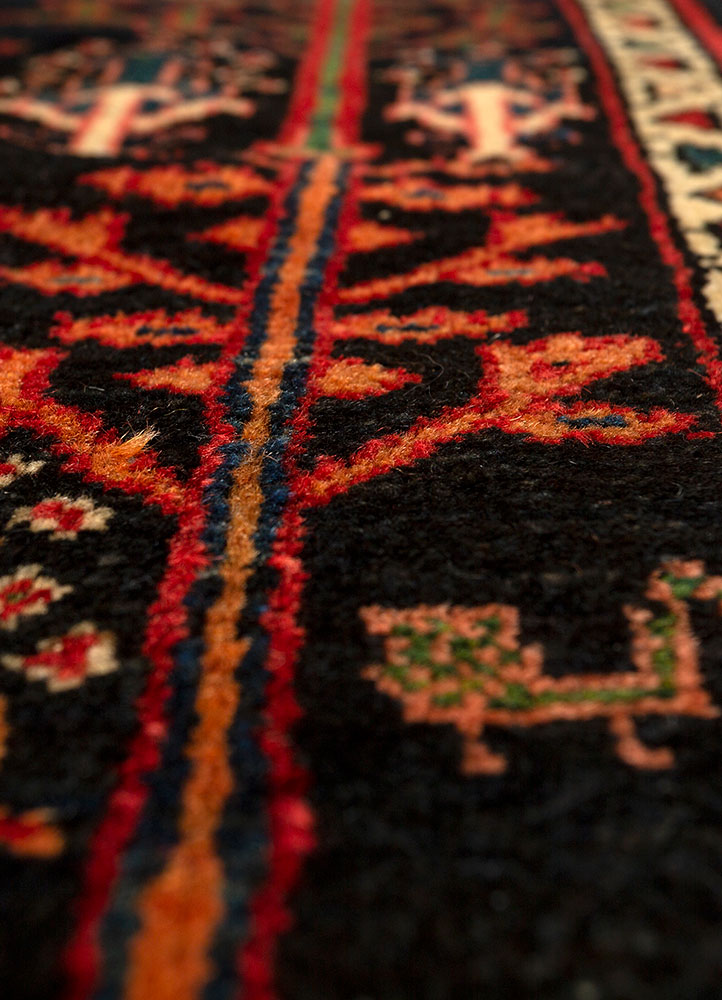 aalam grey and black wool hand knotted Rug - CloseUp
