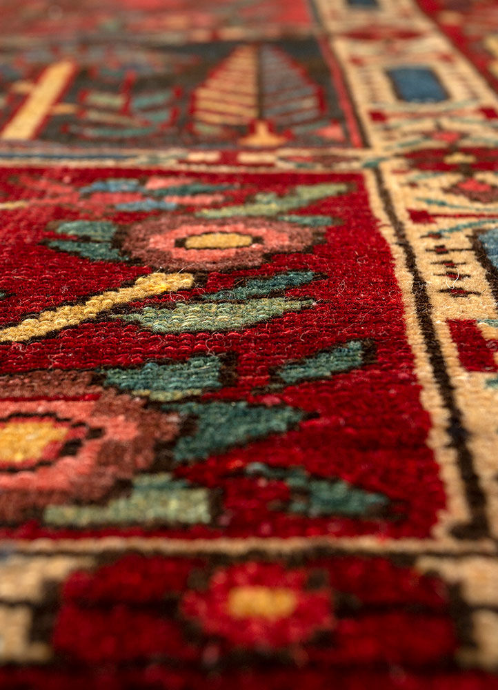aalam blue wool hand knotted Rug - CloseUp