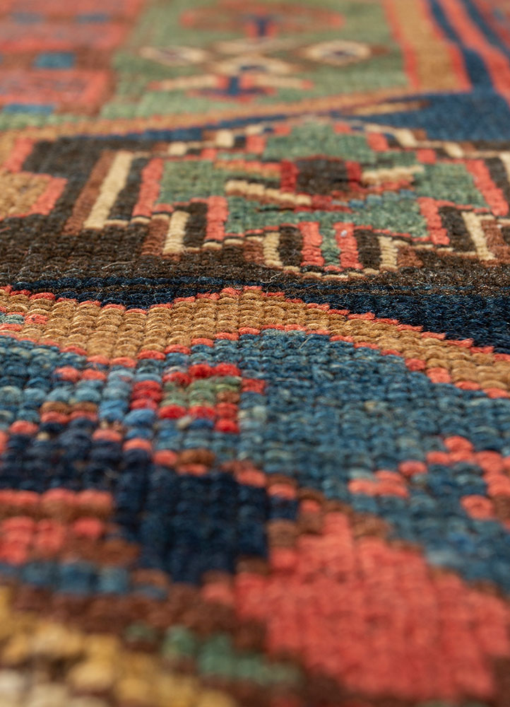 kiaan green wool hand knotted Rug - CloseUp