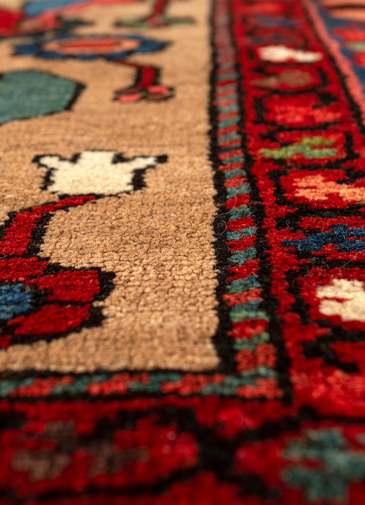 aalam beige and brown wool hand knotted Rug - CloseUp
