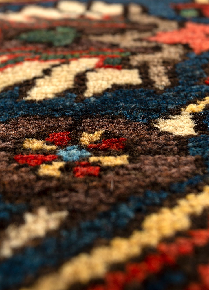 aalam blue wool hand knotted Rug - CloseUp