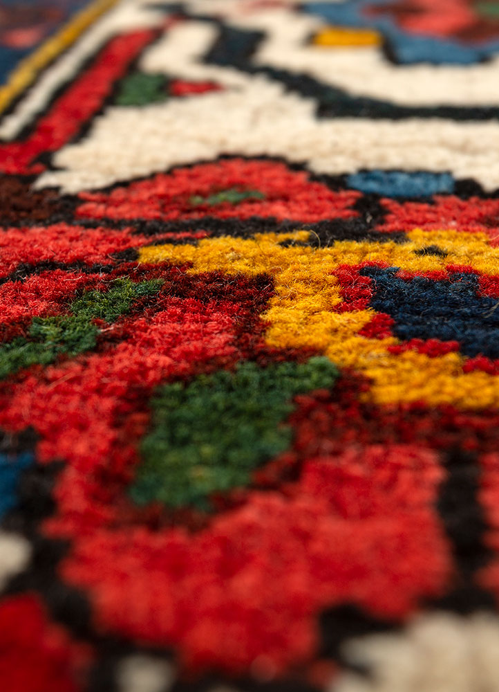 aalam green wool hand knotted Rug - CloseUp