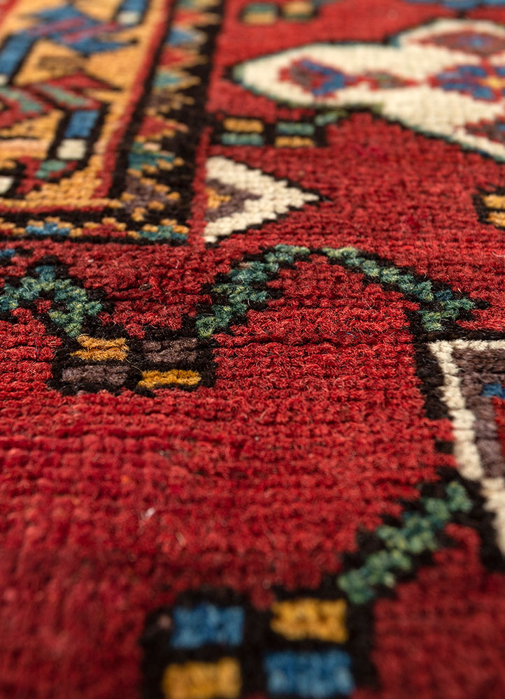 aalam blue wool hand knotted Rug - CloseUp