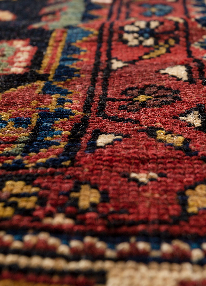 aalam blue wool hand knotted Rug - CloseUp