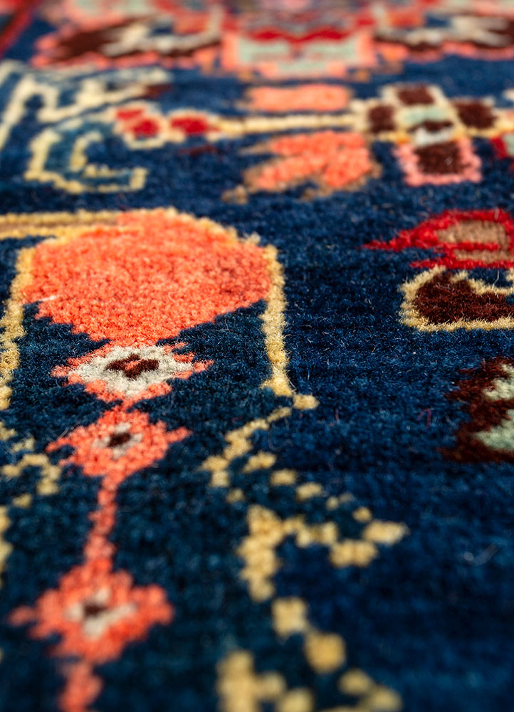 aalam pink and purple wool hand knotted Rug - CloseUp
