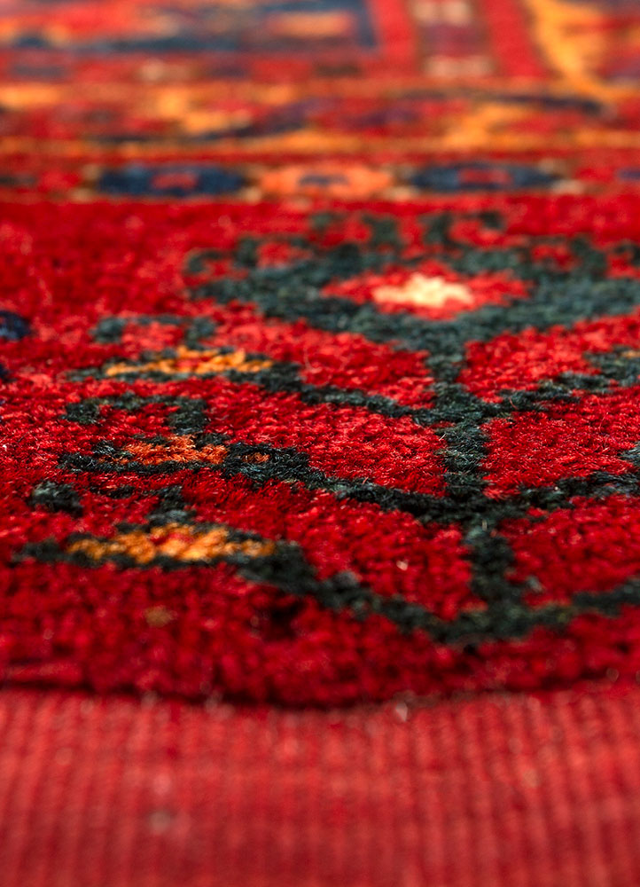 kiaan red and orange wool hand knotted Rug - CloseUp