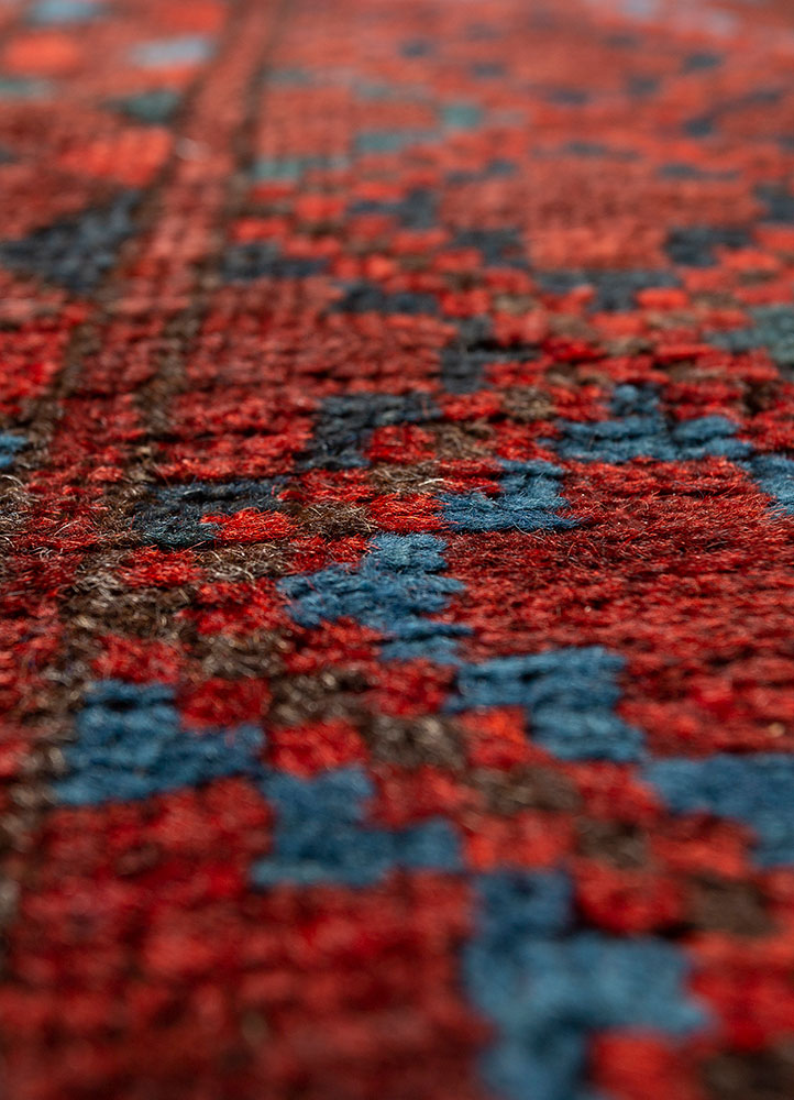 kiaan red and orange wool hand knotted Rug - CloseUp