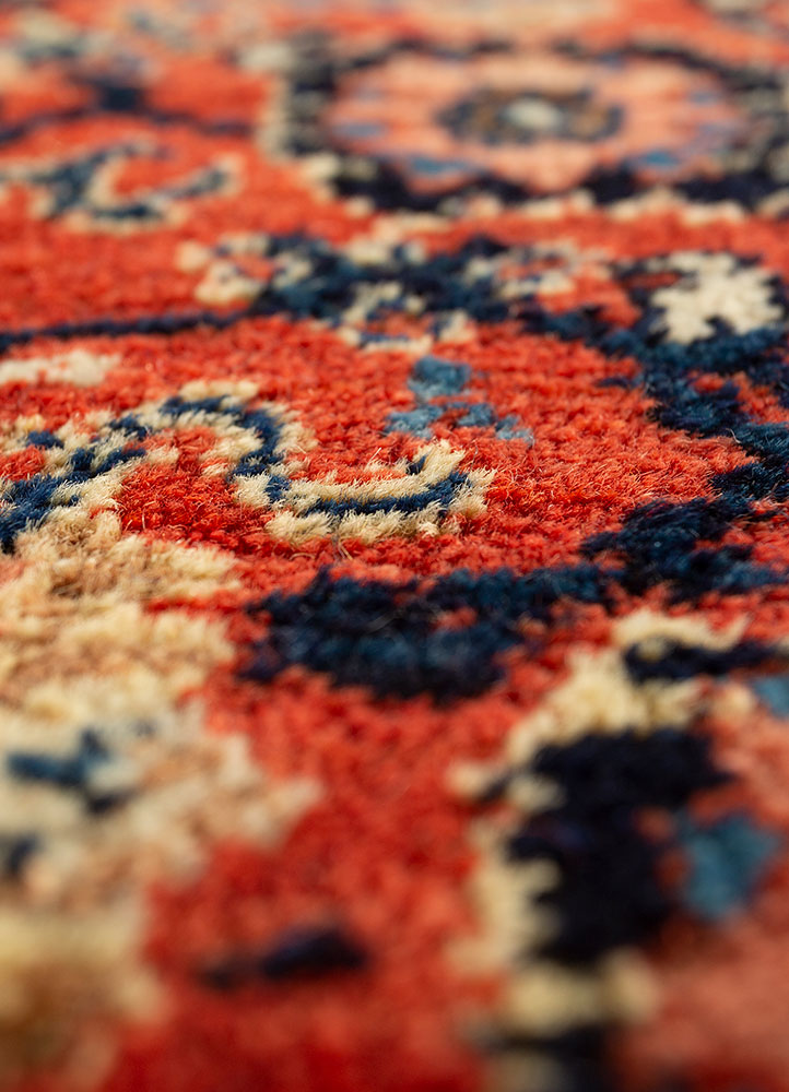 aalam blue wool hand knotted Rug - CloseUp