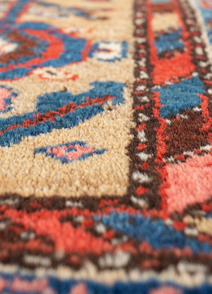 aalam beige and brown wool hand knotted Rug - CloseUp