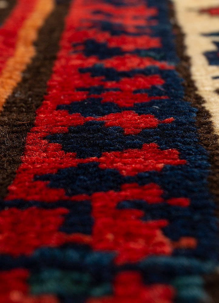 kiaan beige and brown wool hand knotted Rug - CloseUp