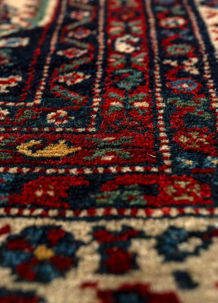 aalam beige and brown wool hand knotted Rug - CloseUp