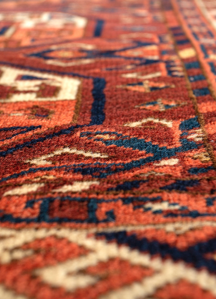 kiaan red and orange wool hand knotted Rug - CloseUp