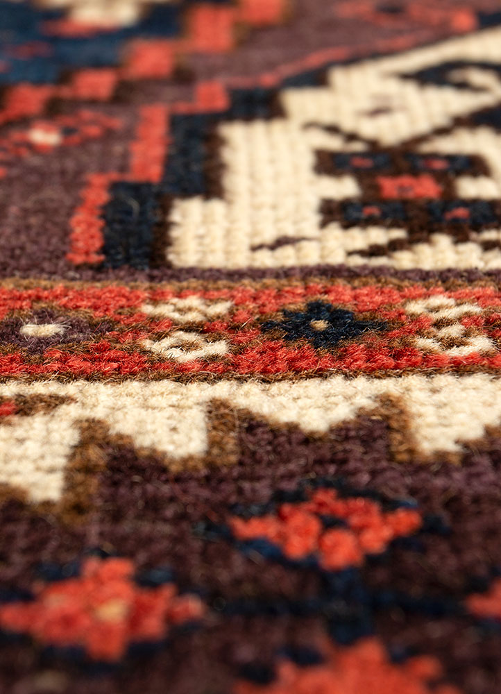 kiaan red and orange wool hand knotted Rug - CloseUp