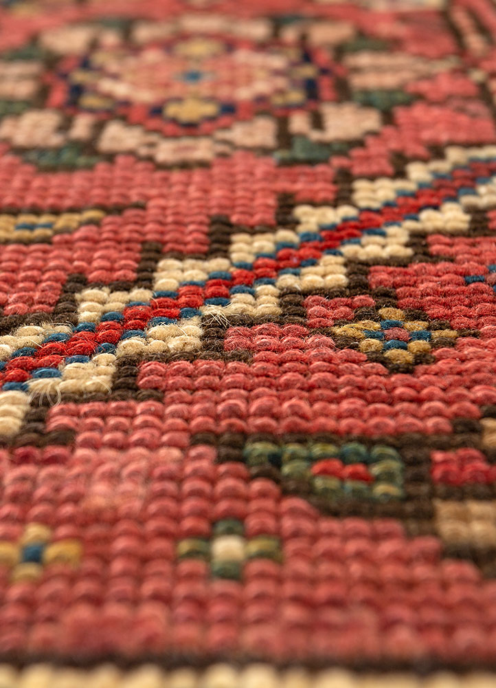 aalam blue wool hand knotted Rug - CloseUp