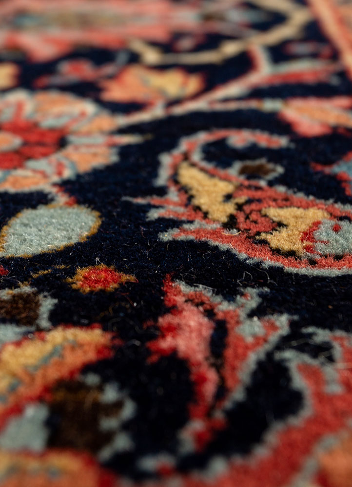 aalam pink and purple wool hand knotted Rug - CloseUp