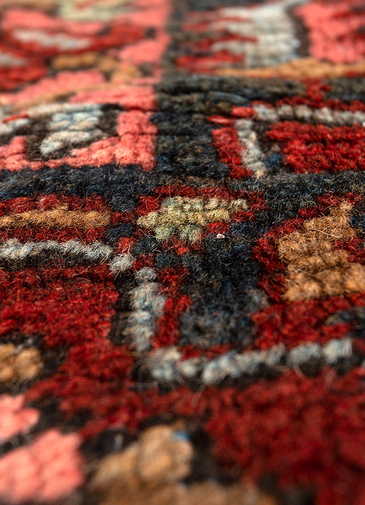 aalam blue wool hand knotted Rug - CloseUp