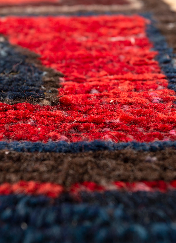 nuray red and orange wool hand knotted Rug - CloseUp