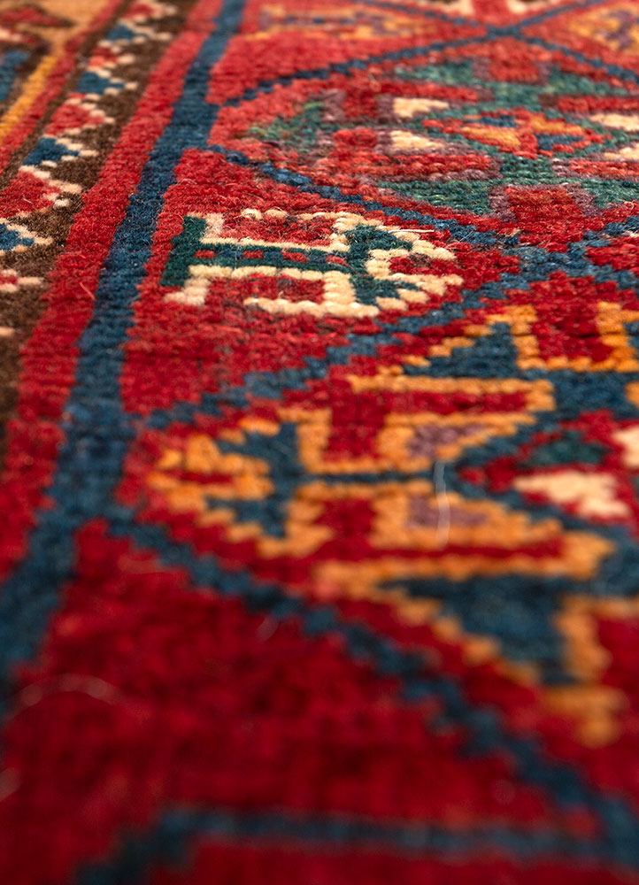 aalam blue wool hand knotted Rug - CloseUp