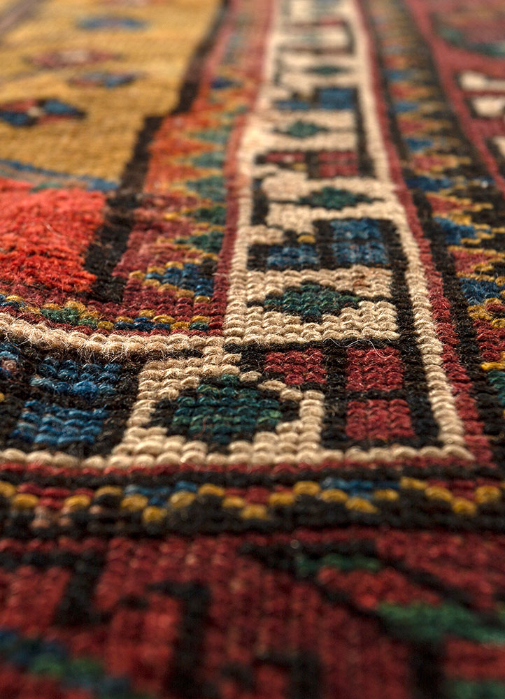 aalam blue wool hand knotted Rug - CloseUp