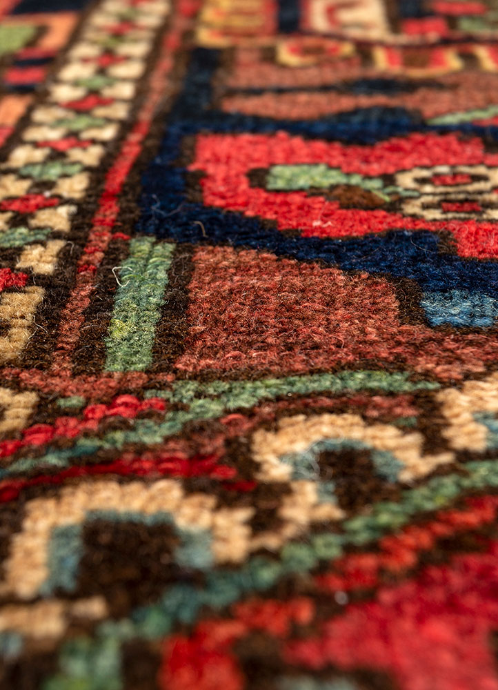 aalam blue wool hand knotted Rug - CloseUp
