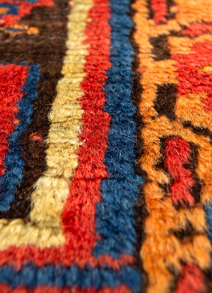 kiaan red and orange wool hand knotted Rug - CloseUp