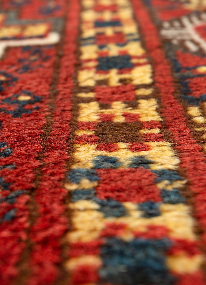 kiaan red and orange wool hand knotted Rug - CloseUp