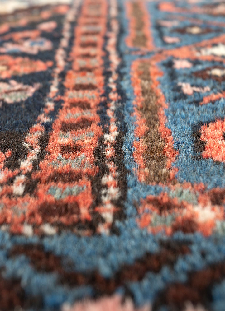 kiaan blue wool hand knotted Rug - CloseUp