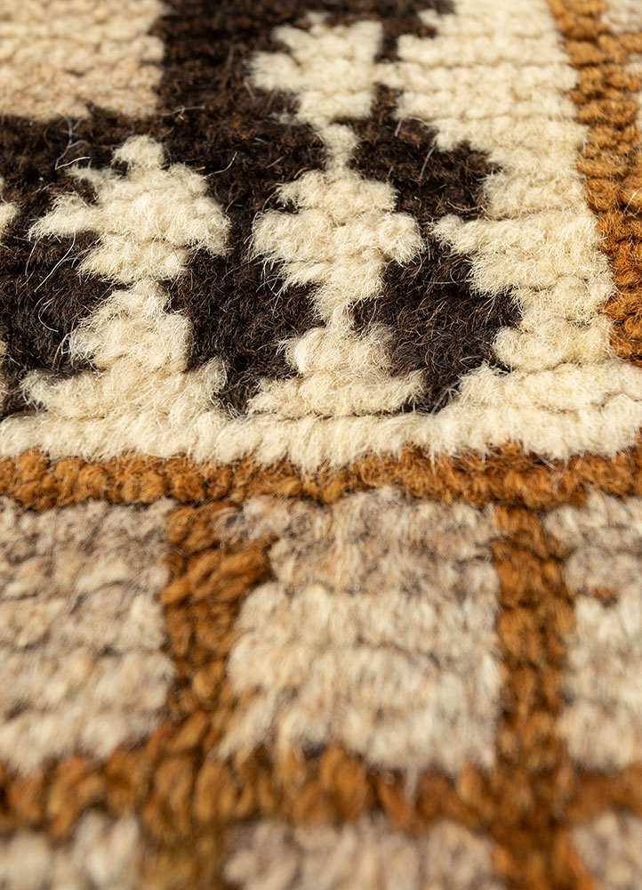 kiaan beige and brown wool hand knotted Rug - CloseUp