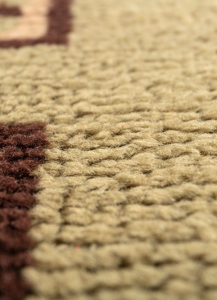 nuray green wool hand knotted Rug - CloseUp