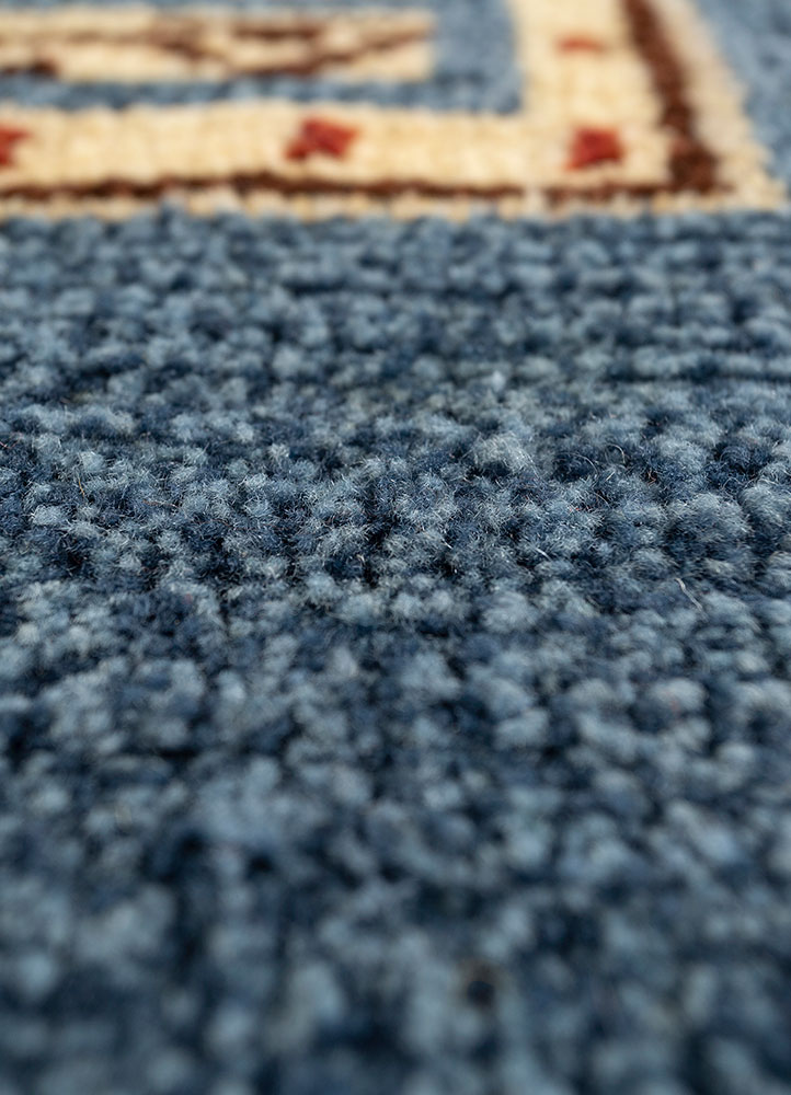nuray green wool hand knotted Rug - CloseUp