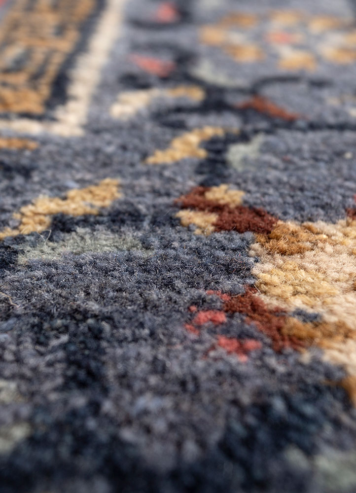 aalam red and orange wool hand knotted Rug - CloseUp