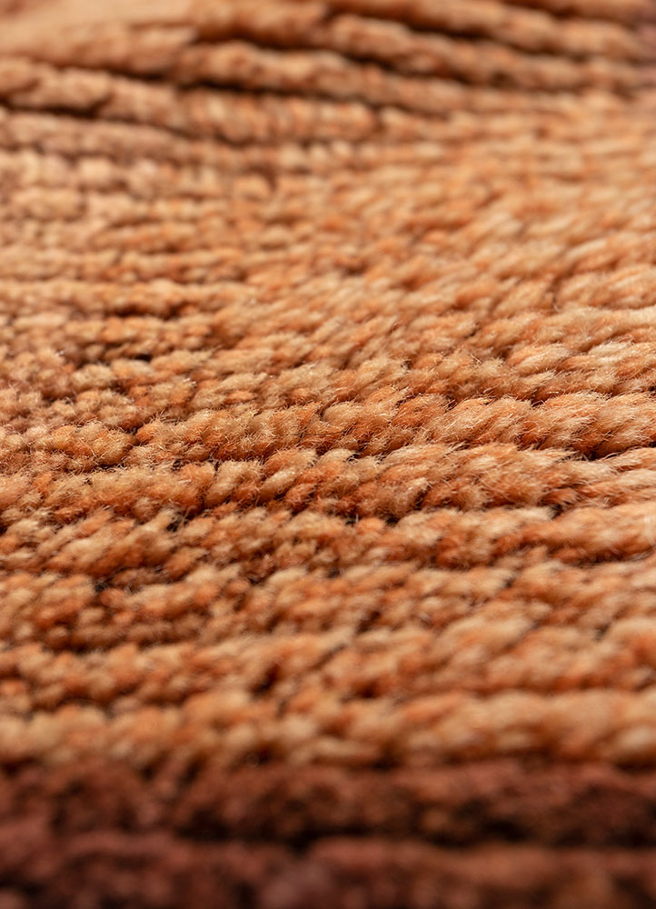 zuri red and orange wool hand knotted Rug - CloseUp
